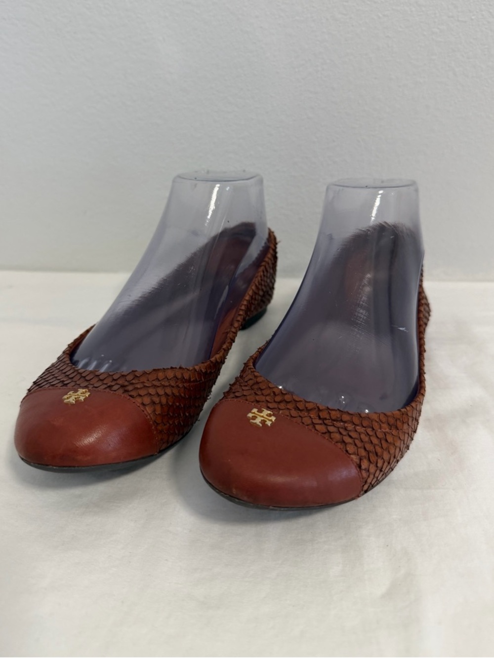 Tory Burch York Snake leather Ballet Flats shoes brown Size 51/2